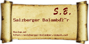 Salzberger Balambér névjegykártya